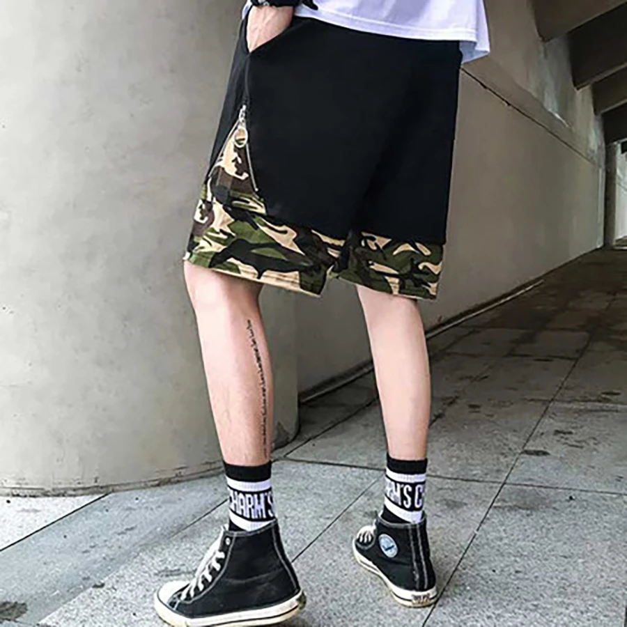

Military Zipper Men Sport Shorts Camouflage Loose Basketball Shorts Men Military Ropa Hombre Casual Mens High Waisted Side Mares