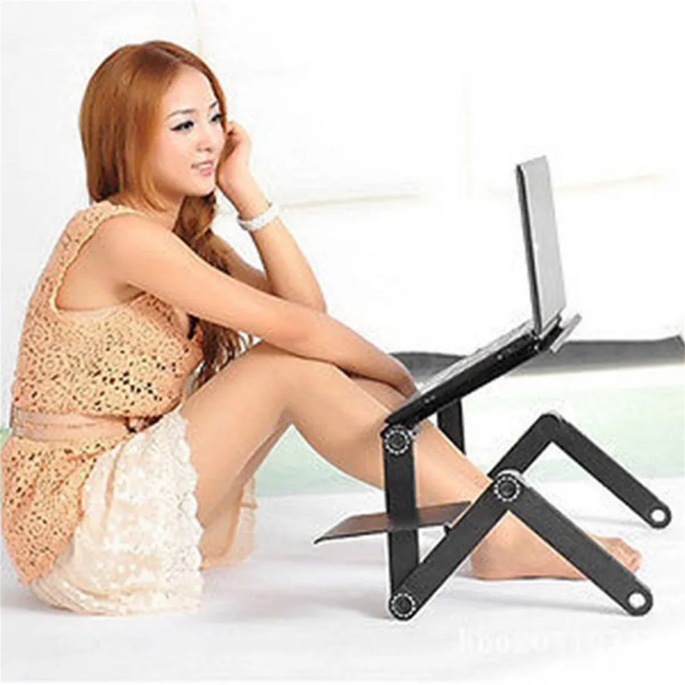 Portable Foldable Adjustable Laptop Desk Computer Table Stand Tray Notebook Lap PC Folding Desk Table with Mouse with fan