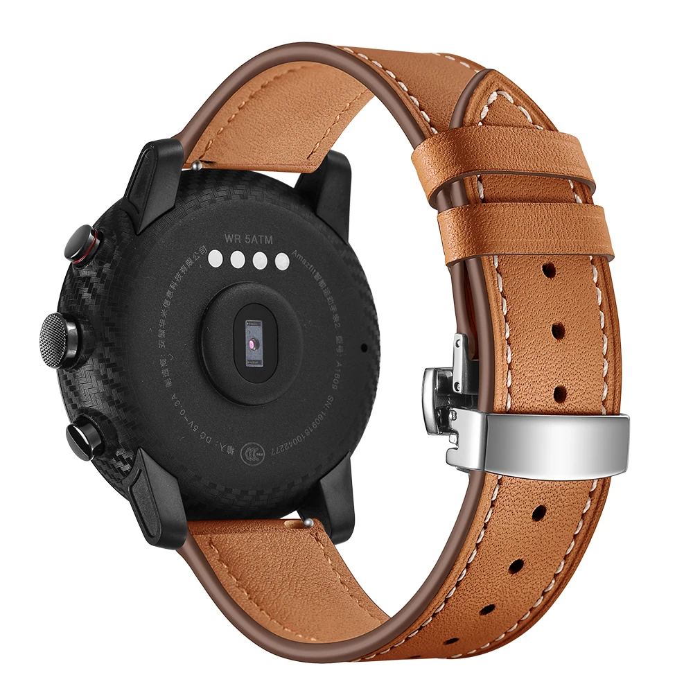 Кожаный ремешок для Xiaomi Huami Amazfit PACE Stratos, Смарт-часы, браслет для Xiaomi Amazfit, ремешок с металлической пряжкой, кожаный ремень