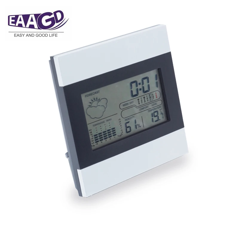 

EAAGD Indoor Household Large LCD Display Humidity Monitor Thermometer Digital Hygrometer Monitor with Calendar and Alarm Clock