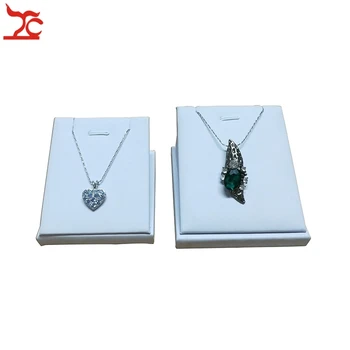 

White PU Jewelry Display Stand Pendant Holder Wooden Earrings Display Rack Earring Pendant Necklace Organizer Holder Stand