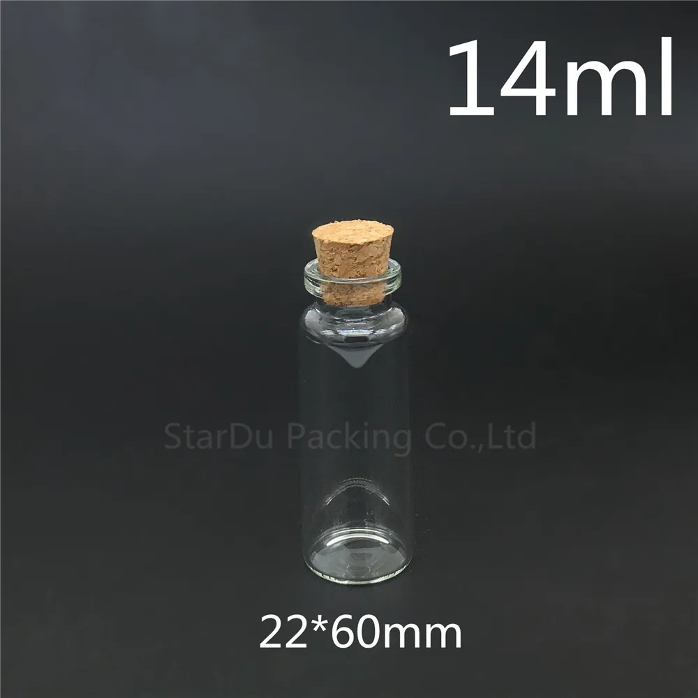 

Free Shipping 500pcs 14ml Small Cute Mini Cork Stopper Glass Bottles Vials Jars Containers 14cc Small Wishing Bottle With Cork
