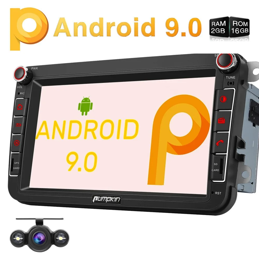 

Pumpkin2 Din 8''Android 9.0 GPS 2GB RAM Car Stereo Audio NO DVD Player For Volkswagen/Skoda/Golf/Polo Wifi DAB+FM Radio Headunit