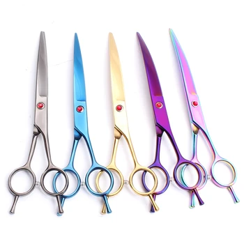 

7" 19.5cm Customized Logo JP Titanium Pets Hair Clippers Bent Down Cutting Scissors Grooming-for-dog Hairdresser for dogs C4002