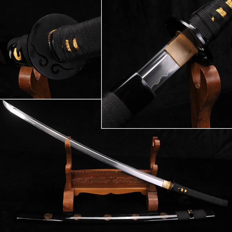 

H-Quality Japanese Samurai Sword Fully Handmade T10 Steel+Clay Tempered Full Tang blade Funcation real Katana Collecation Sword