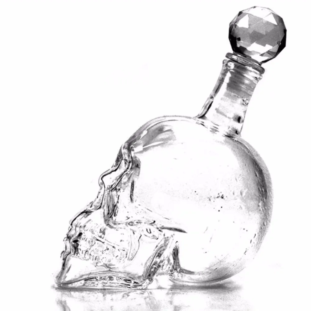 

Free Shipping 2PCS Glass Skull Face Decanter Bottles Bottling Set of 2