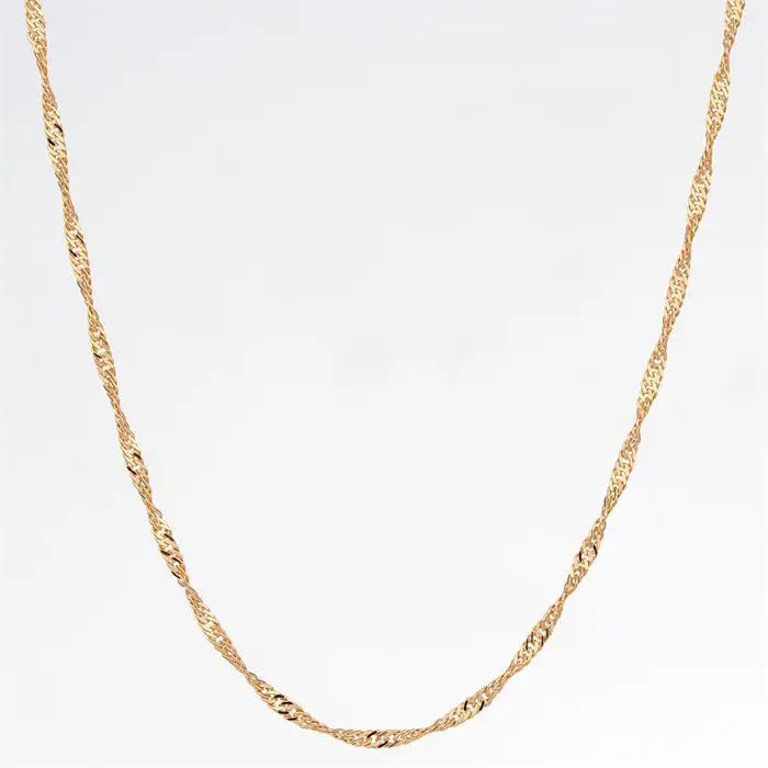 

Yellow Gold Color Twisted Singapore Wave Chain 14' Short Choker Necklace Wholesale Baby Kids Children Girls Jewelry Gift