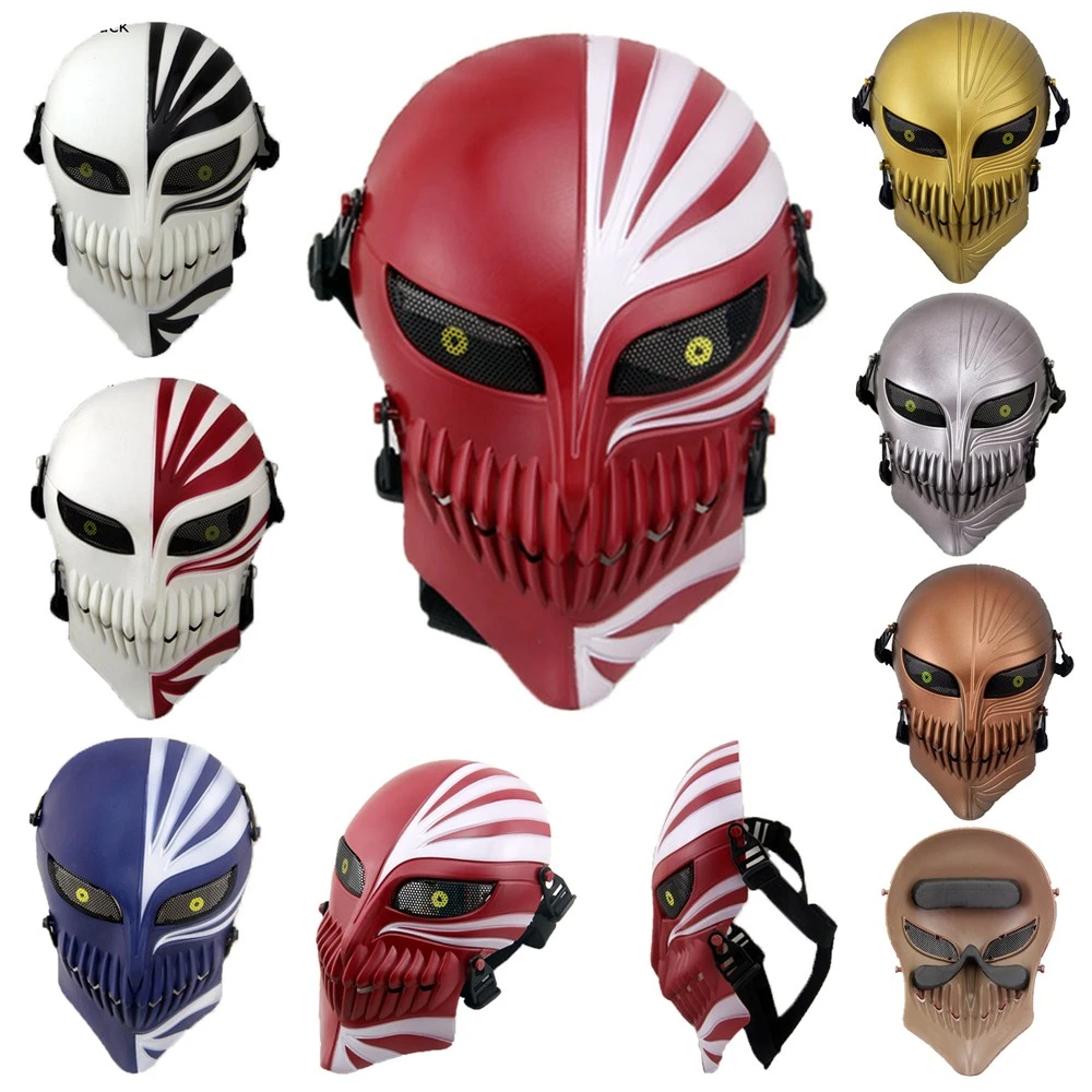 Masque blanc rouge noir bleu de la mort kuroski Ichigo, accessoires de Costume de Cosplay, réplique de crâne du0027halloween, masques tactiques de jeu de