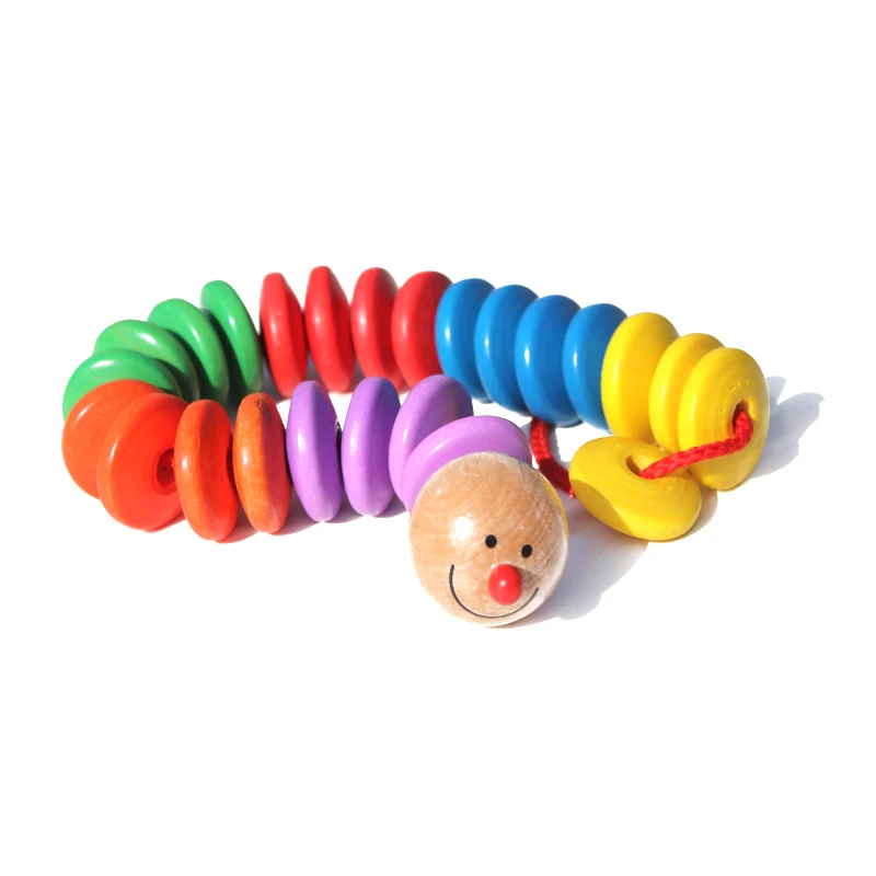 Wooden wiggle snakes beads snake intelligence toy Children Baby Toys WJ