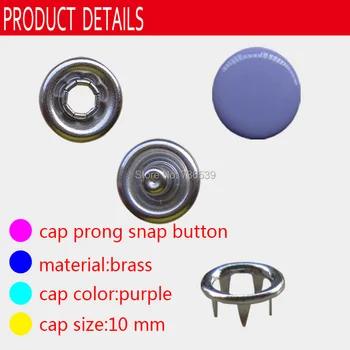 

FREE SHIPPING 1000sets+installation tool 10mm purple cap Paint Prong button with good quality