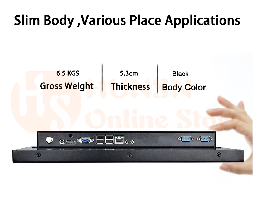 [HUNSN WD07], 15 светодиодный Светодиодные промышленные панели ПК, Intel Core I5, Windows 7/10/Linux Ubuntu, 5 резистивный сенсорный экран
