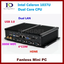 4 * RS232 Dual LAN мини настольных ПК промышленный компьютер с Intel Celeron 1037U двухъядерный Процессор, 4 * USB 3.0