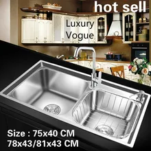 Индивидуальность кухонная раковина обычный пищевой 304 нержавеющая сталь двойная чаша Лидер продаж 75x40/78x43/81x43 см