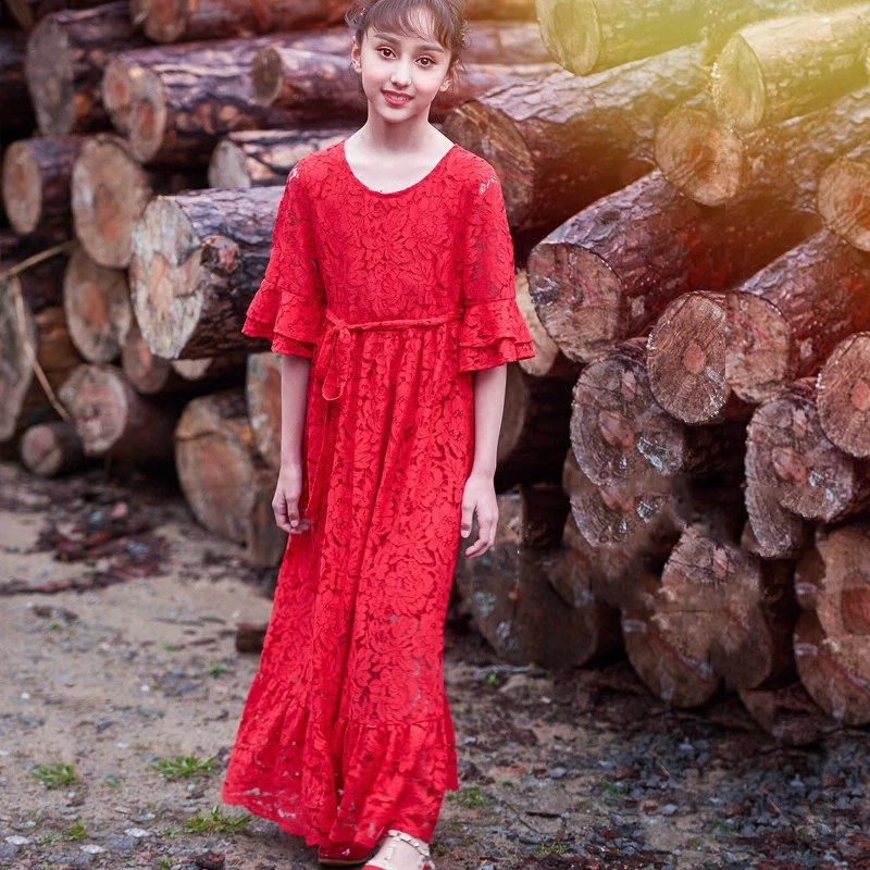 2018 Princess Girls Party Evening Dress Elegant Noble Clothes Red Lace Crochet Delicate Design Age56789 10 11 12 13 14 Years Old цена 2018 Princess Girls Party Evening Dress Elegant Noble Clothes Red Lace Crochet Delicate Design Age56789 10 11 12 13 14 Years Old цены онлайн