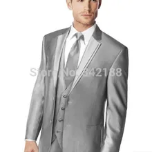 Серебро серый цвет нотч жених смокинги / Groomsmen мужчины свадебные костюмы / костюмы выпускного вечера Clothingwedding мужской одежды