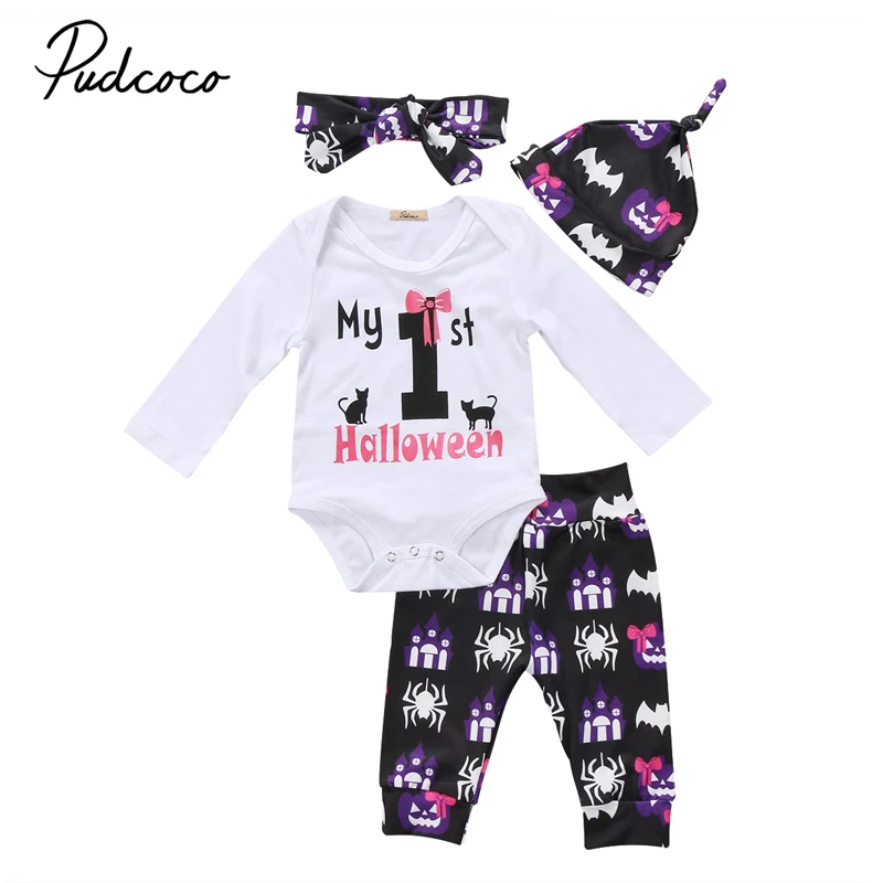 Newborn Infant Baby Girls Boys Clothes My First Halloween Letter