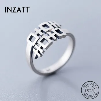 

INZATT Real 925 Sterling Silver Ethnic Vintage Ring For Fashion Women Romantic Fine Jewelry Geometric Accessories 2019 Gift