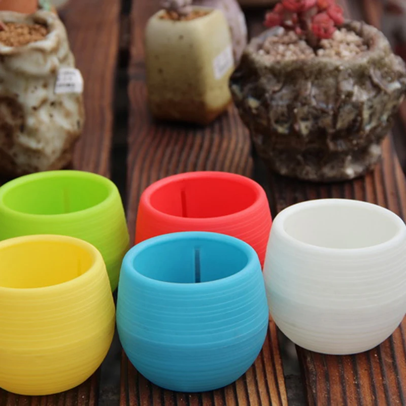 

High Quality 5colors Mini Colourful Cute Round Home Garden Office Decor Planter Plant Flower Pots Garden Supplies dropshipping