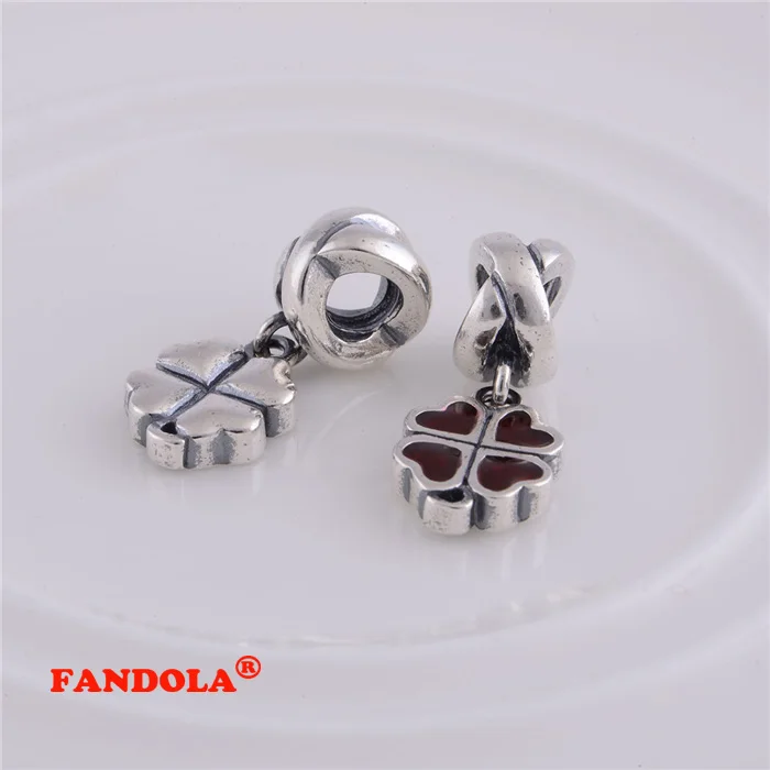 Fits Pandora Charms Bracelet 925 Sterling Silver Beads Red Clover Charm