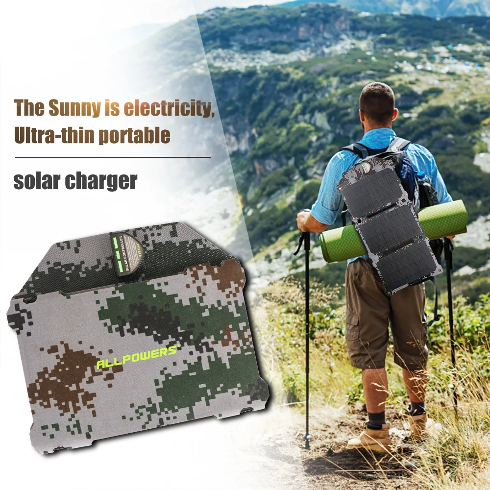 Carregador de Baterias Carregamento para Iphone Allpowers Mais Novo Células Solares Painel Solar Duplo Usb Telefone Ipad Pesca Acampamento 21w - Image 5