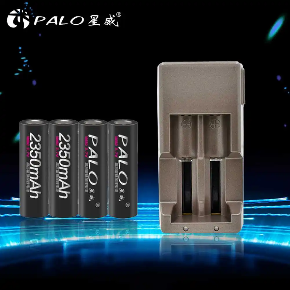 

PALO charger for 3.7v lithium 26650 226502 18650 26500 rechargeable battery with 4pcs 2350mah 18650 rechargeable battery batteri