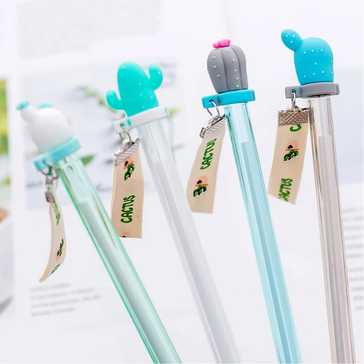 

Cactus Ribbon Gel Pen for writing Cute rabbit 0.38 mm black ink neutral pen school supplies Kids Stationery Gift