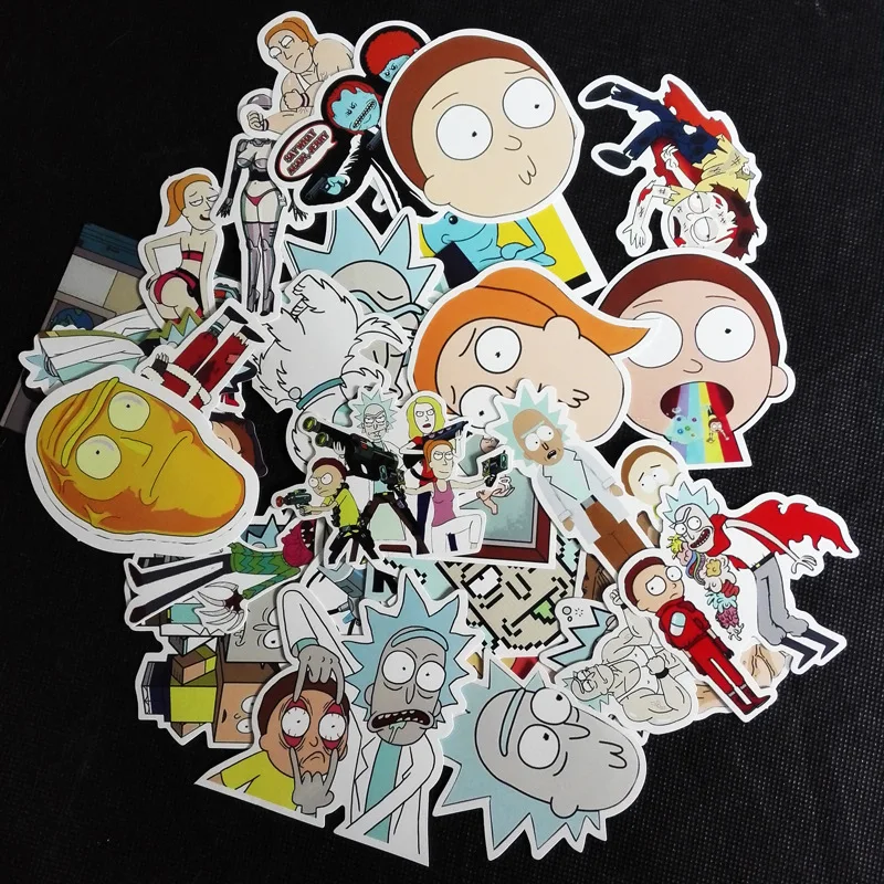 

35pcs waterproof Luggage Tag Sticker Rick and Morty Sticker set Rick Zakka Character action figure deco Sticker Kids Party