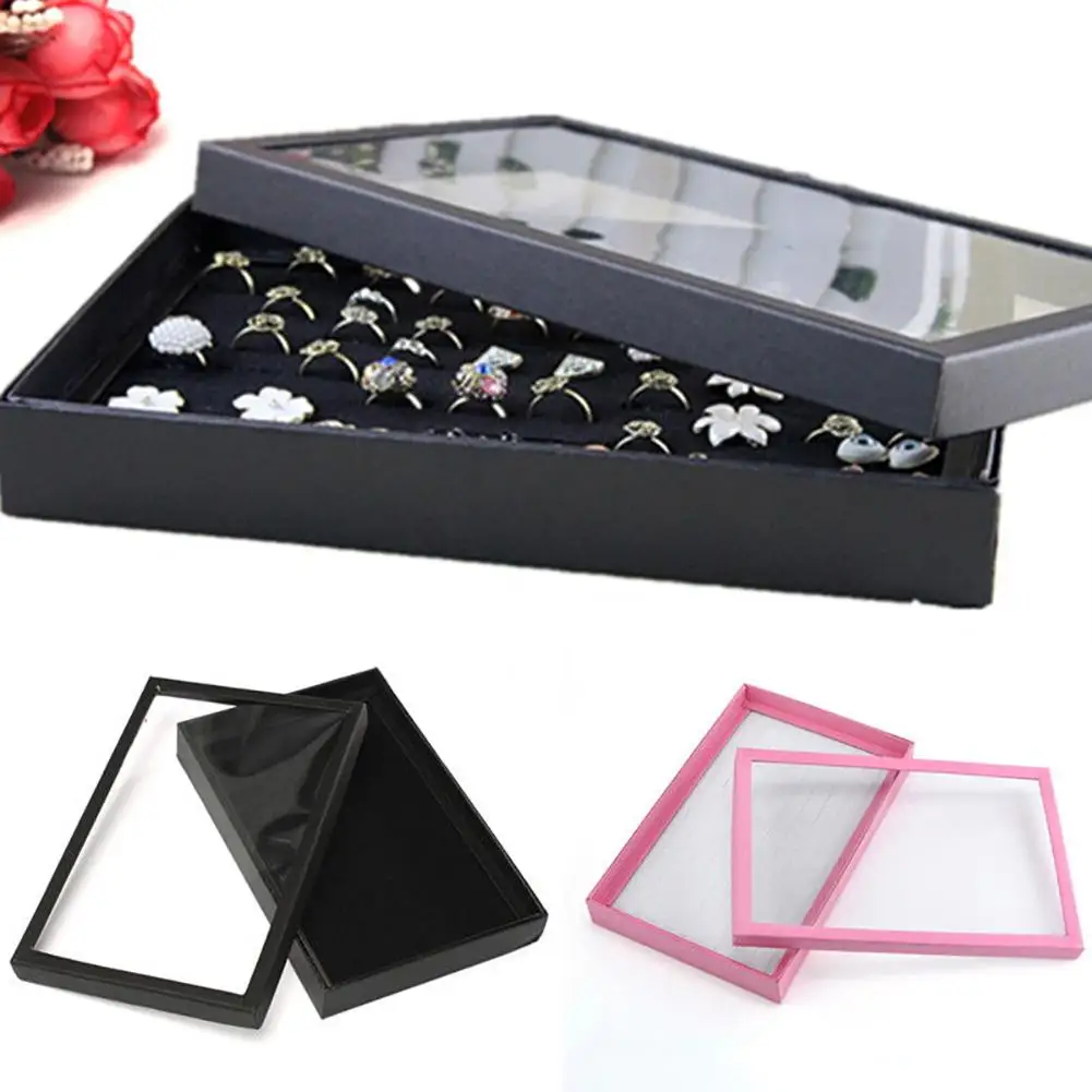 

Hot 100 Slots Ring Jewelry Display Tray Show Case Organizer Box Storage Holder