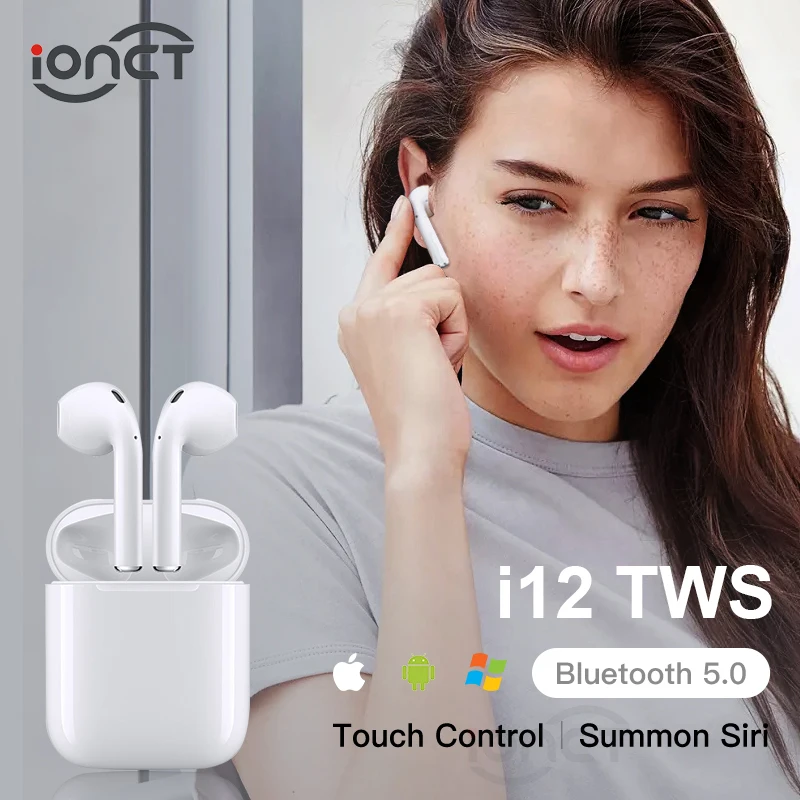 

iONCT i12 TWS 5.0 Bluetooth Wireless earphone for Stereo Sports Headset True Earbuds Touch for smart Phone Bluetooth headphone