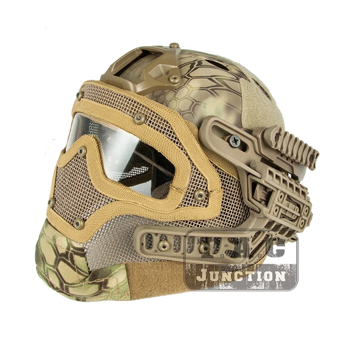 

Tactical Airsoft FAST PJ Advanced Adjustment Protective Multi-function G4 Full Facial Armor System Combat Helmet w/ Goggle Mask
