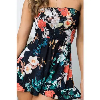 

2018 Women Ladies Clubwear V Neck Dress Playsuit Bodycon Party Summer Fashion Sleeveless Floral Dresses Women Clothing