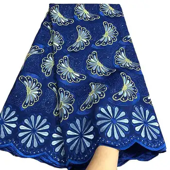 

Most popular Cotton Lace Fabric Swiss Voile Lace Fabric in Switzerland Cotton Voile Lace Royal blue African Lace Fabric XTR05