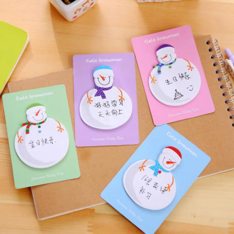 

20 Sets/lot Cute Snowman Shape Christmas Gift Planner Stickers Office Kid Sticky Notes Memo Pad Post It Office School Supplies