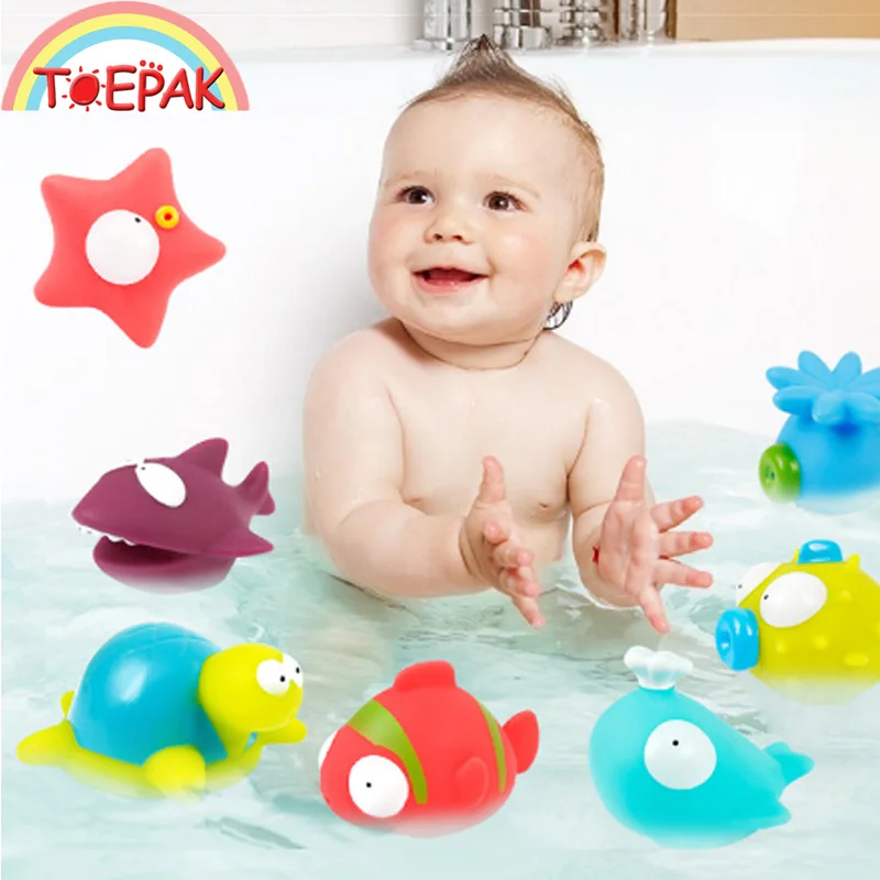 Toepak Rubber Marine Animals Float Squeak Sound Water Bath Tub Baby