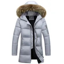 YFFUSHI 2017 Long Length Winter Jacket Men Grey Parka Jackets Men With Hat Winter Coat New Design Fur Collar Slim Fit