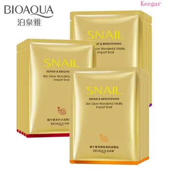 

10Pcs Bioaqua Snail Concentrate Moisture Hydrating Facial Mask Hyaluronic Acid Whiten Shrink Pores Anti Aging Face Mask Care