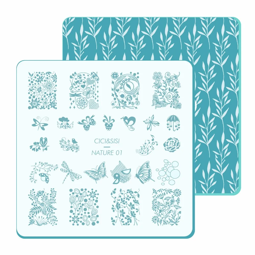 CICI&SISI Unique Acrylic Nail Stamping Plates Konad Stamping Art Nail Stamp Manicure Template Nail art Tools Nature Series