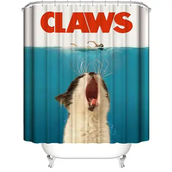 

TPFOCUS Cute Print Bathroom Waterproof Polyester Fabric Cat Shower Curtain Cartoon Nordic Style Bath Curtain