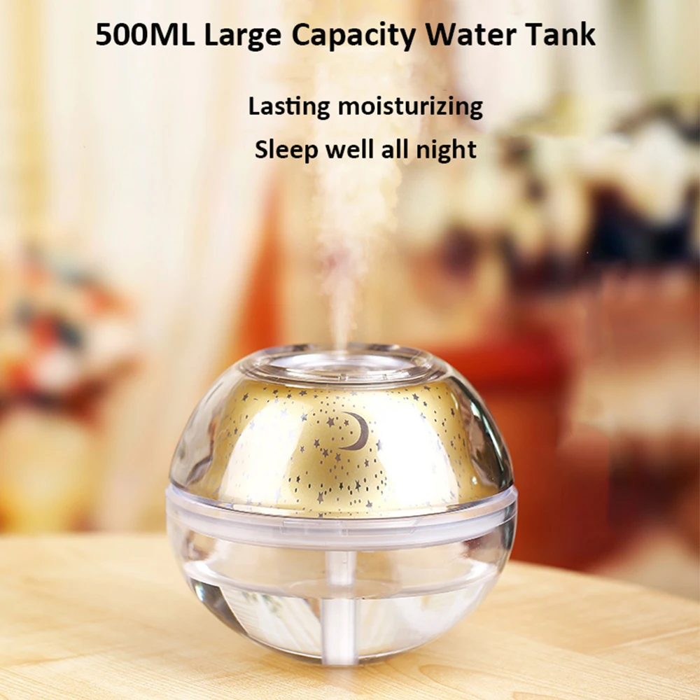  500ML air Humidifier usb Ultrasonic Aromatherapy Diffuser with Star sky Lamp for Home Babyroom Mini