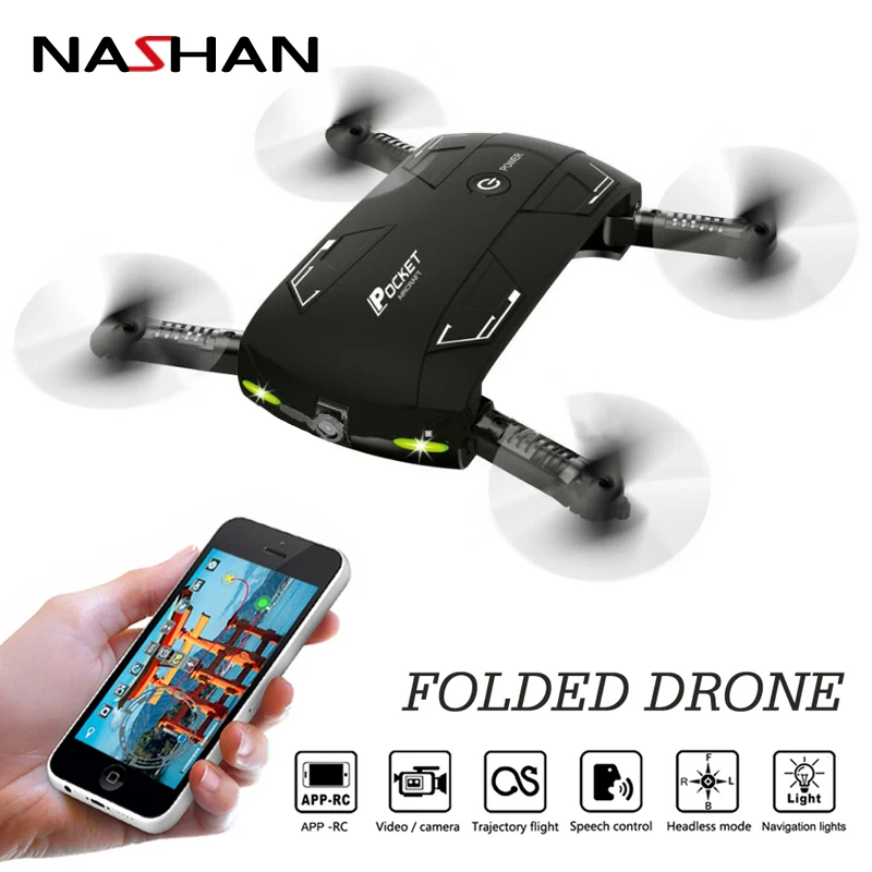 

Mini Pocket Drone With HD Camera WIFI FPV Foldable Quadcopter Headless Altitude Hold Mini Selfie RC Helicopter Folding RC Drone