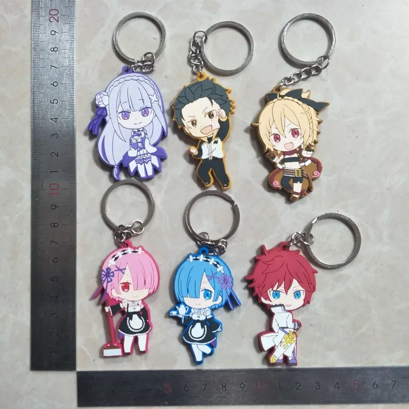 

Emilia Rem Ram Natsuki Subaru Beatrice Felt Felix Anime Re:Zero kara Hajimeru Isekai Seikatsu PVC Rubber Keychain