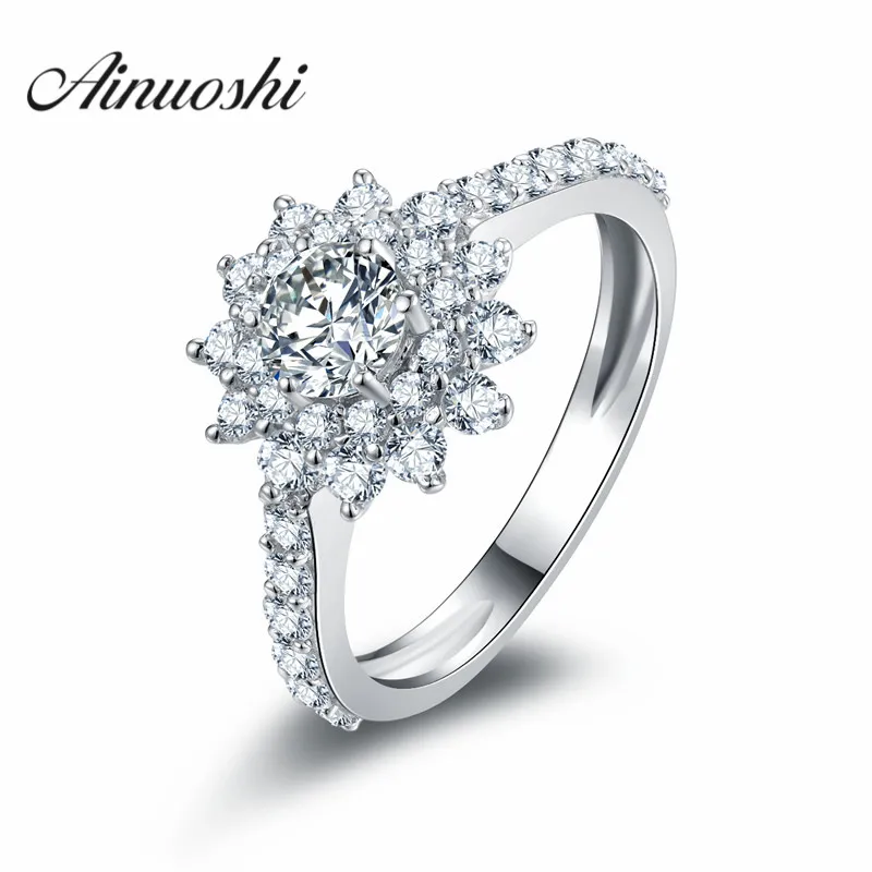 

AINOUSHI 2017 Latest 925 Sterling Silver Promise Ring Rings for Women Eternity Ring ABEST Bijouterie