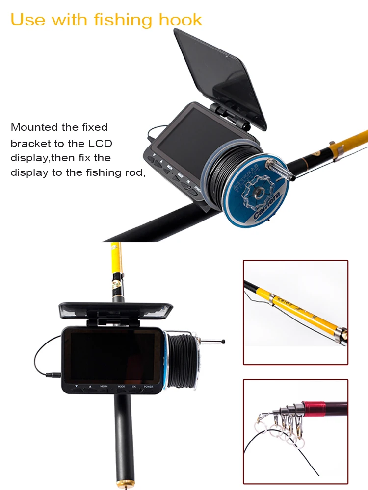 Câmera de Vídeo para a Pesca Subaquática Peixe Finder Syanspan 4.3 Monitor 8 Infravermelho ir Led Fishfinder hd 1000tvl 13 Hd 1000tvl subaquática peixe finder câmera de