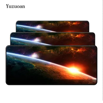 

Yuzuoan Sunset Space Clouds Customized Durable Silicone Large Computer mats Size for 30x60cm 40x90cm Rubber Lock Egde Mouse Pad