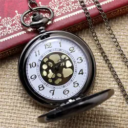 Модные карманные часы черные кварцевые часы стимпанк Fob часы для женщин ожерелье подвеска с цепочкой