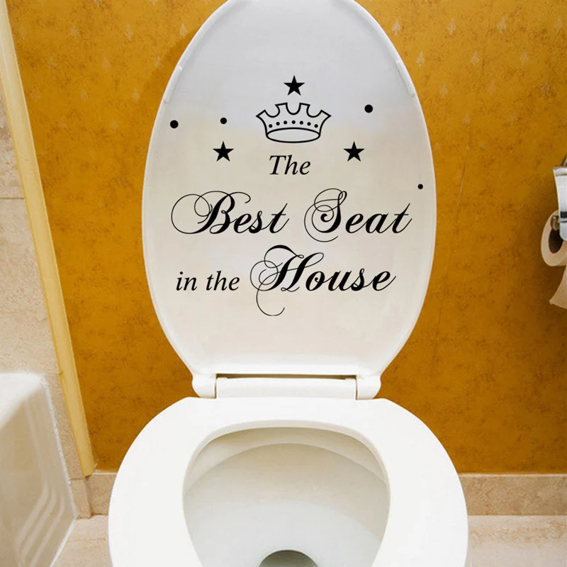 

Best Seat in the House characters Crown Toilet Stickers Bathroom Home Decoration Vinyl art Decals Funny waterproof wall sticker