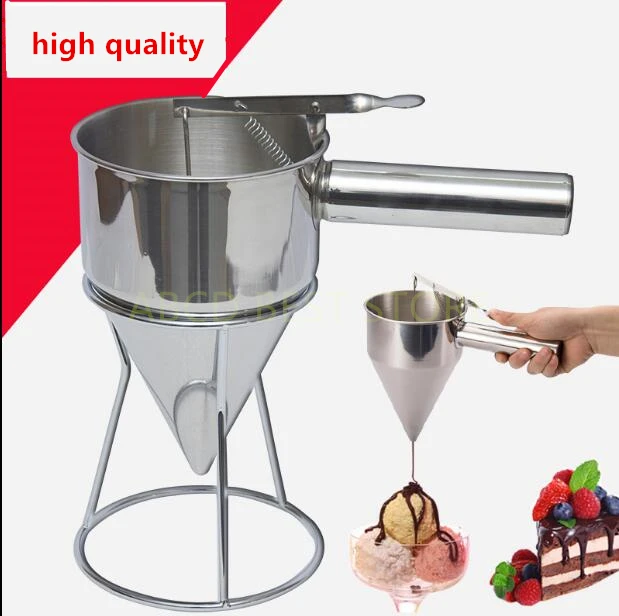 Stainless Steel Batter Dispenser Conical Funnel With Shelf Octopus Fish
