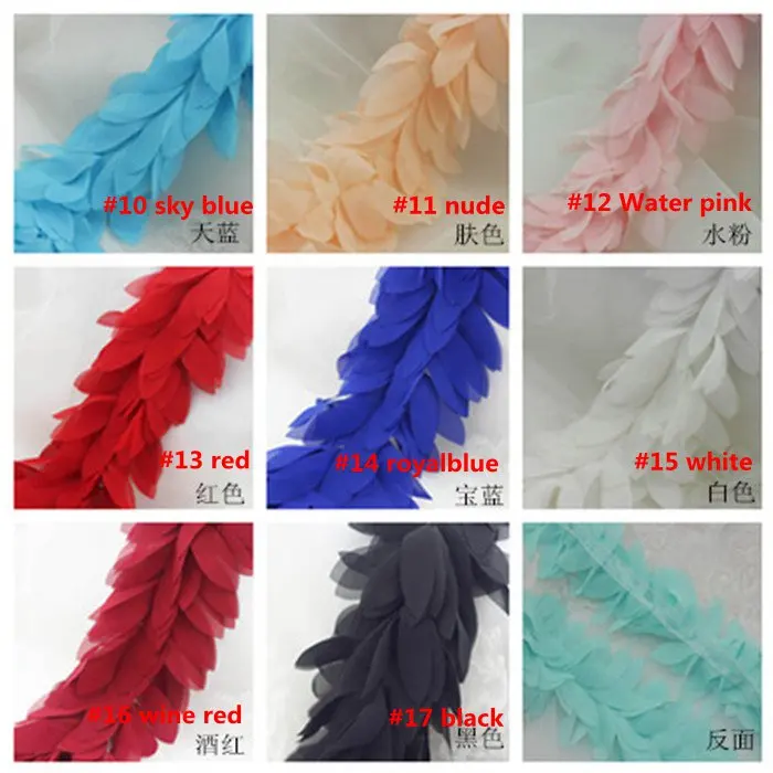 3D шифоновое с цветочным кружевом в виде листьев боа швейная отделка бахрома