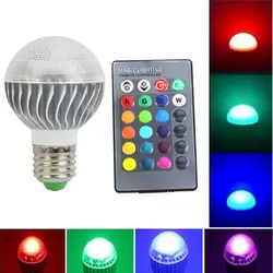 RGB 15 Вт E27 светодиодный 85-265 В лампа Цвет Изменение лампа с пультом дистанционного управления Управление G08 большое значение 4 апреля
