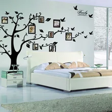 Duży 250*180 cm/99 * 71in czarny 3D drzewo ze zdjęciami diy naklejki ścienne pcv/samoprzylepne naklejki ścienne rodzinne Mural ozdoby do dekoracji wnętrz darmowa wysyłka